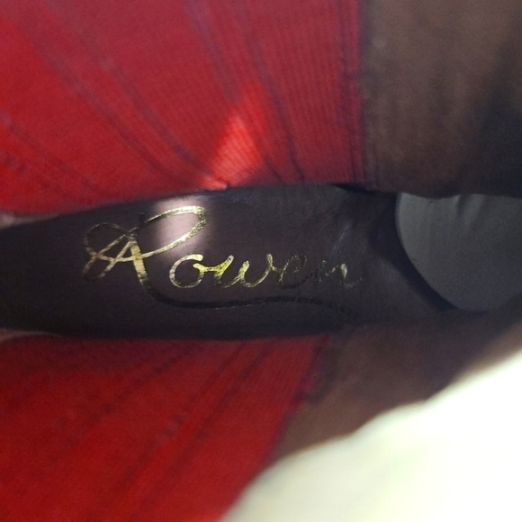 Rowen Peep Toe Stack Block Heel Booties Red/Orange Sz 6 - Picture 4 of 9